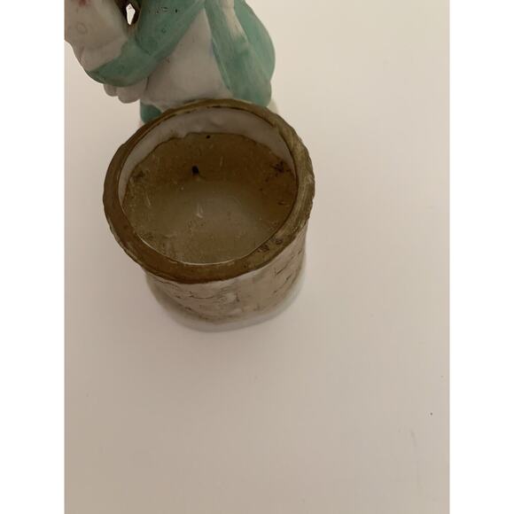 Vintage Little Luvkins Vintage Votive Candle Holder Girl with Rabbits 5"h x 3 5" - Picture 5 of 8